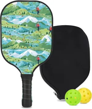 Custom Pickleball Paddle with 1 DIY Pickleball Racket, 2 Pickle Balls, 1 Paddle Cover, Hiking-BJ439 Pattern OR Your Own Design,Carbon Fiber,Honeycomb Polymer Core & Comfort Grip