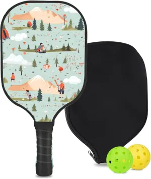 Custom Pickleball Paddle with 1 DIY Pickleball Racket, 2 Pickle Balls, 1 Paddle Cover, Hiking-BJ448 Pattern OR Your Own Design,Carbon Fiber,Honeycomb Polymer Core & Comfort Grip