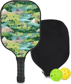 Custom Pickleball Paddle with 1 DIY Pickleball Racket, 2 Pickle Balls, 1 Paddle Cover, Hiking-BJ449 Pattern OR Your Own Design,Carbon Fiber,Honeycomb Polymer Core & Comfort Grip