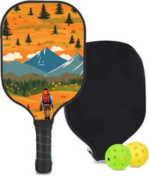 Custom Pickleball Paddle with 1 DIY Pickleball Racket, 2 Pickle Balls, 1 Paddle Cover, Hiking-BJ455 Pattern OR Your Own Design,Carbon Fiber,Honeycomb Polymer Core & Comfort Grip