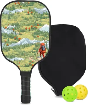 Custom Pickleball Paddle with 1 DIY Pickleball Racket, 2 Pickle Balls, 1 Paddle Cover, Hiking-BJ458 Pattern OR Your Own Design,Carbon Fiber,Honeycomb Polymer Core & Comfort Grip