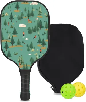 Custom Pickleball Paddle with 1 DIY Pickleball Racket, 2 Pickle Balls, 1 Paddle Cover, Hiking-BJ465 Pattern OR Your Own Design,Carbon Fiber,Honeycomb Polymer Core & Comfort Grip
