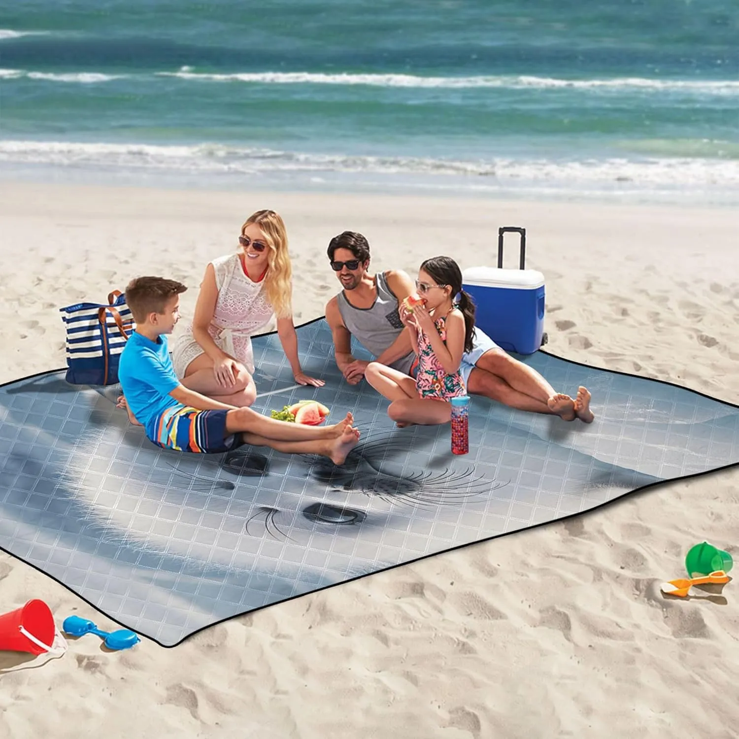Cute Adorable Seal Polar Animal Beach Mat Waterproof Sandproof Floral Grass Mats for Camping Cute Picnic Essentials Foldable 80" x 60"