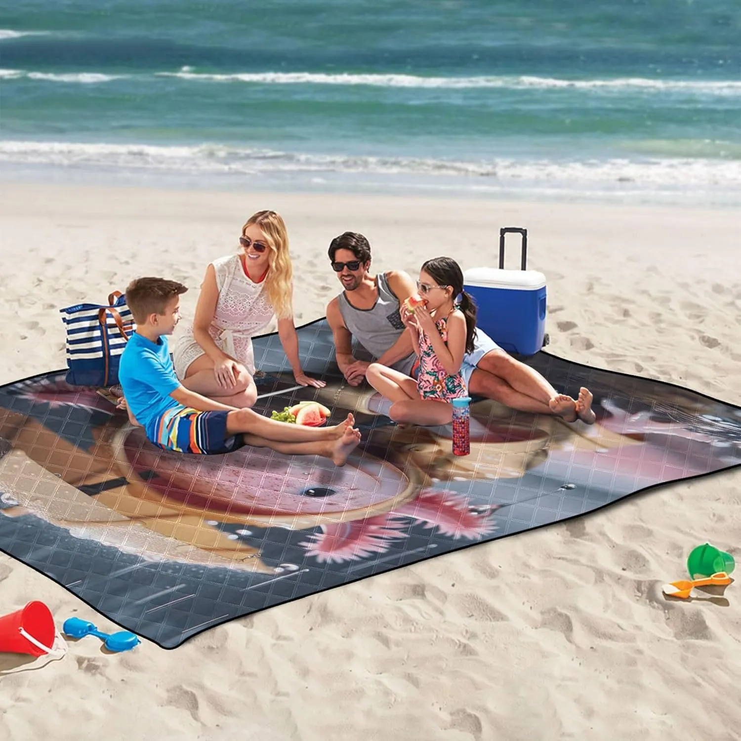 Cute Axolotl Animal Print Foldable Mat Picnic Blanket Beach Mat Sand Free Waterproof Outdoor Blanket Camping Mat 80" x 60"