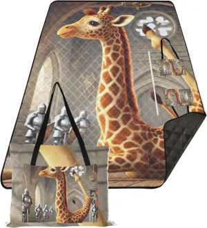 Cute Giraffe Yoga Animal no Sand Beach Blanket Waterproof Outdoor Blanket Camping Mat Extra Large Foldable Picnic Mat Cute 118" x 80"