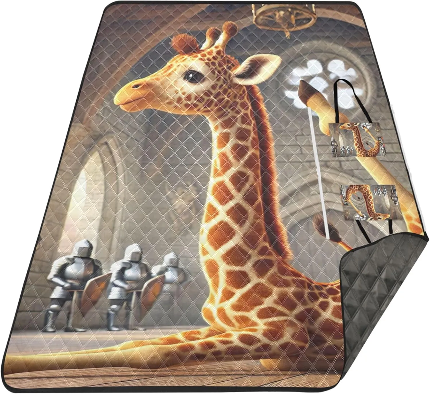 Cute Giraffe Yoga Animal no Sand Beach Blanket Waterproof Outdoor Blanket Camping Mat Extra Large Foldable Picnic Mat Cute 118" x 80"