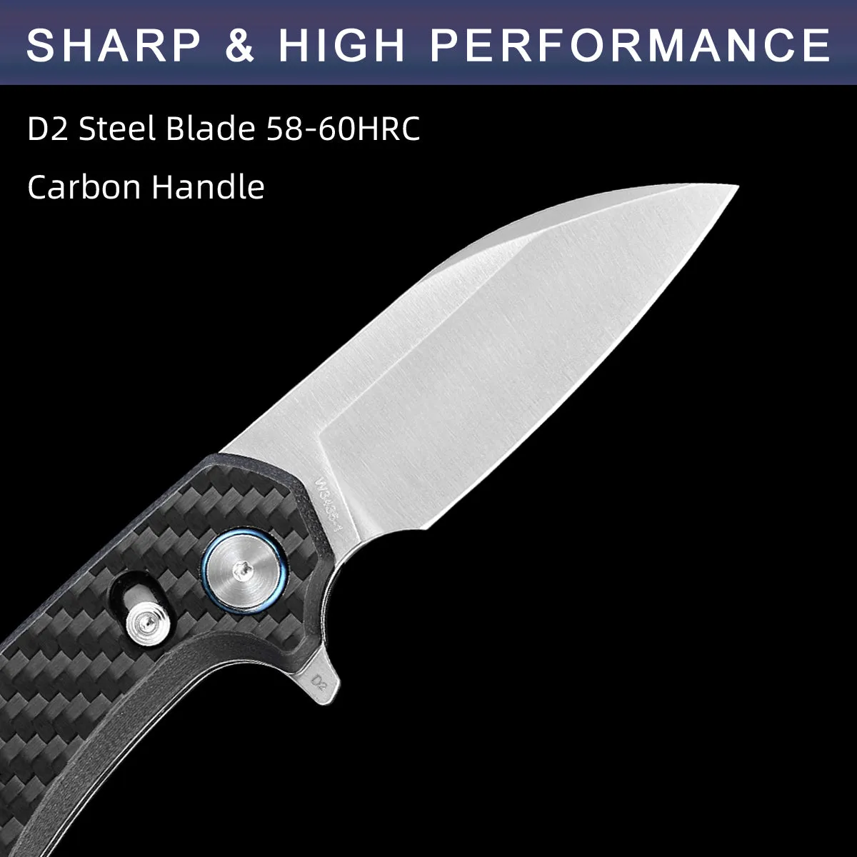 D2 Pocket Knife With Carbon Fiber Handle And Axis Lock System (Our Patents)