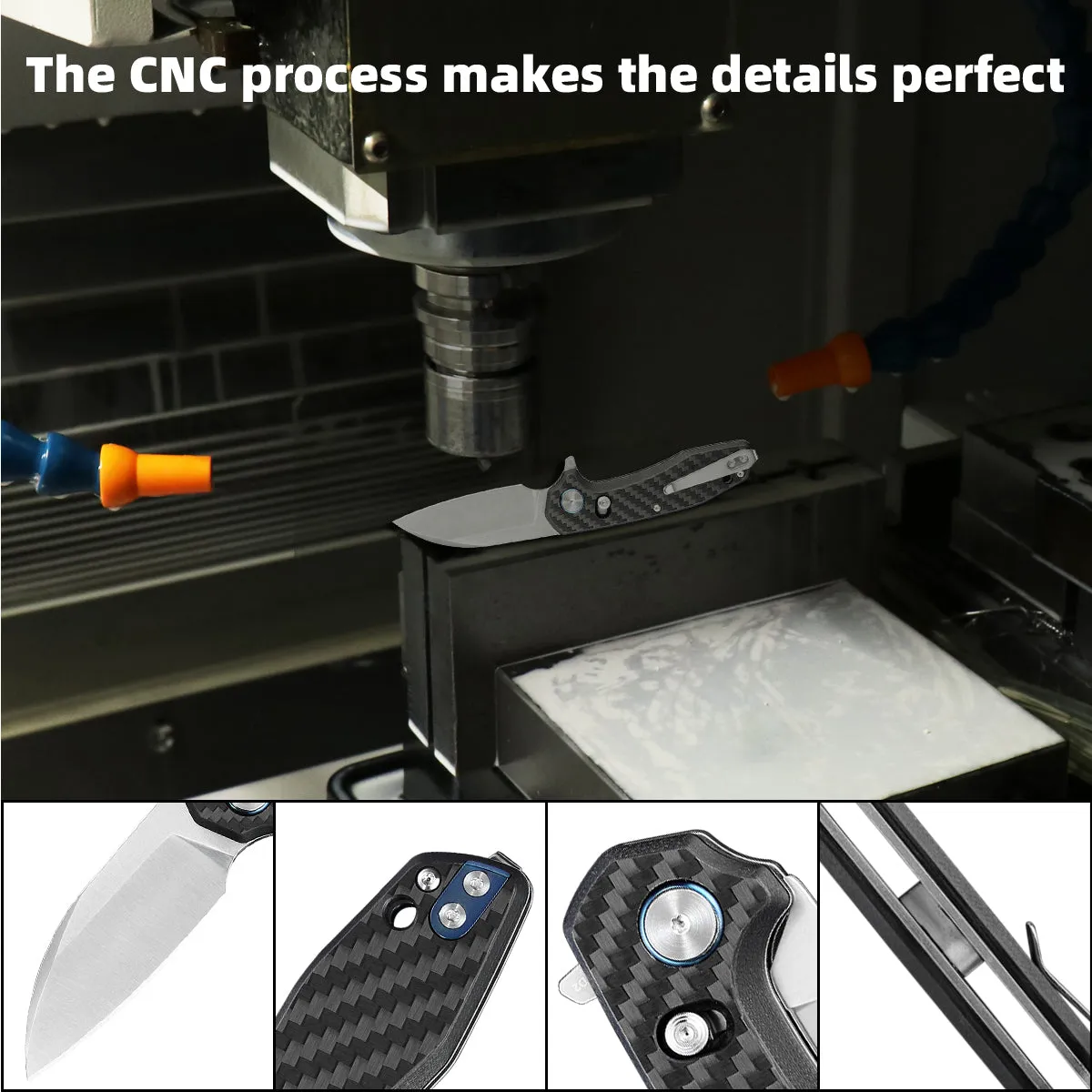 D2 Pocket Knife With Carbon Fiber Handle And Axis Lock System (Our Patents)