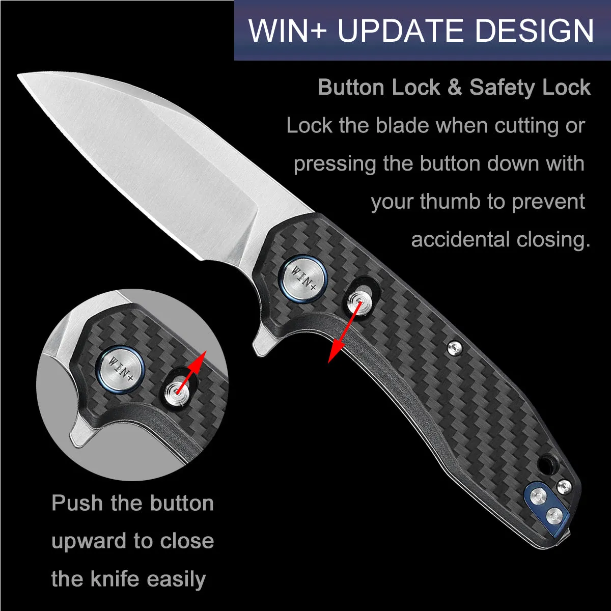 D2 Pocket Knife With Carbon Fiber Handle And Axis Lock System (Our Patents)