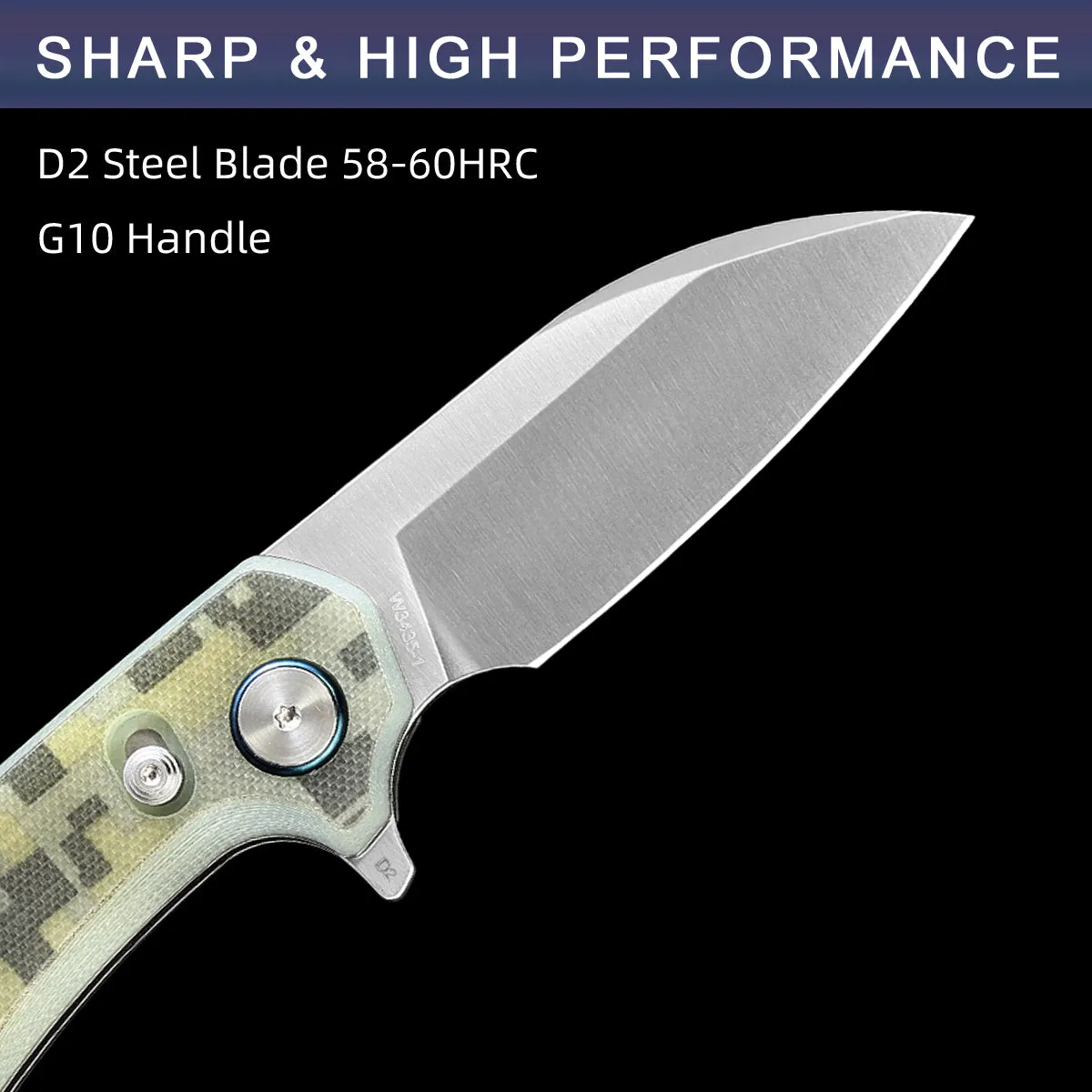 D2 Pocket Knife With G10 Handle And Axis Lock System (Our Patents)
