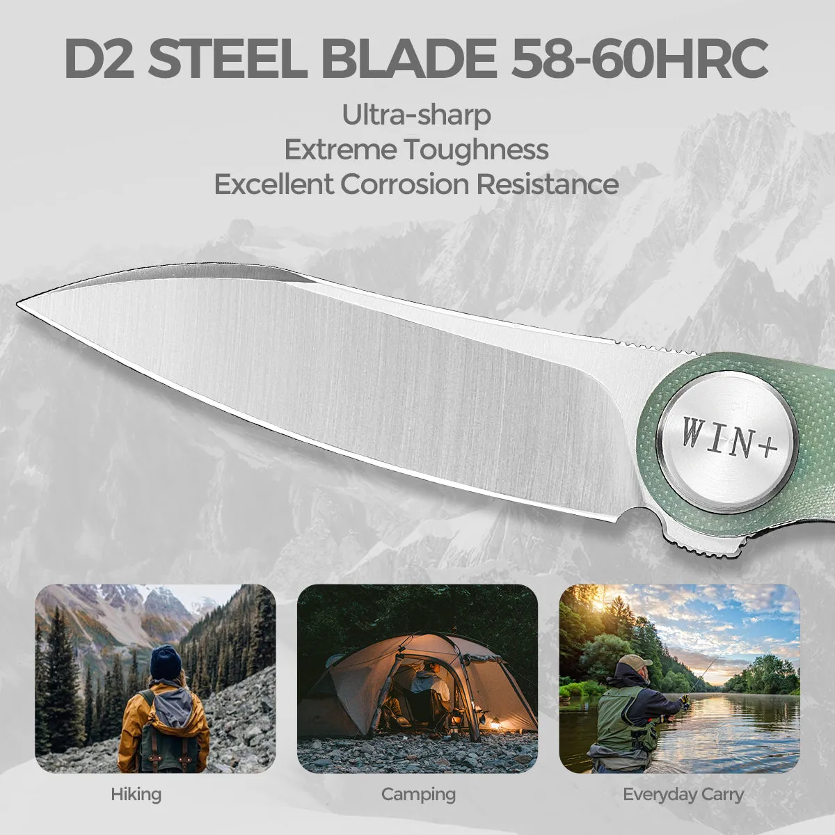 D2 Pocket Knife With G10 Handle And Liner Lock System