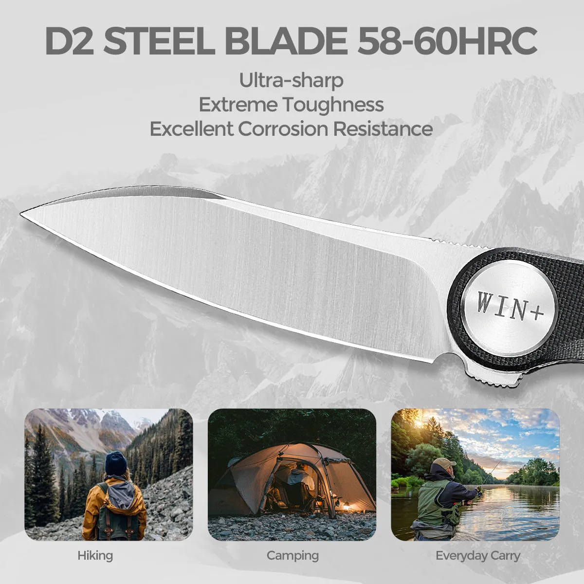 D2 Pocket Knife With G10 Handle And Liner Lock System