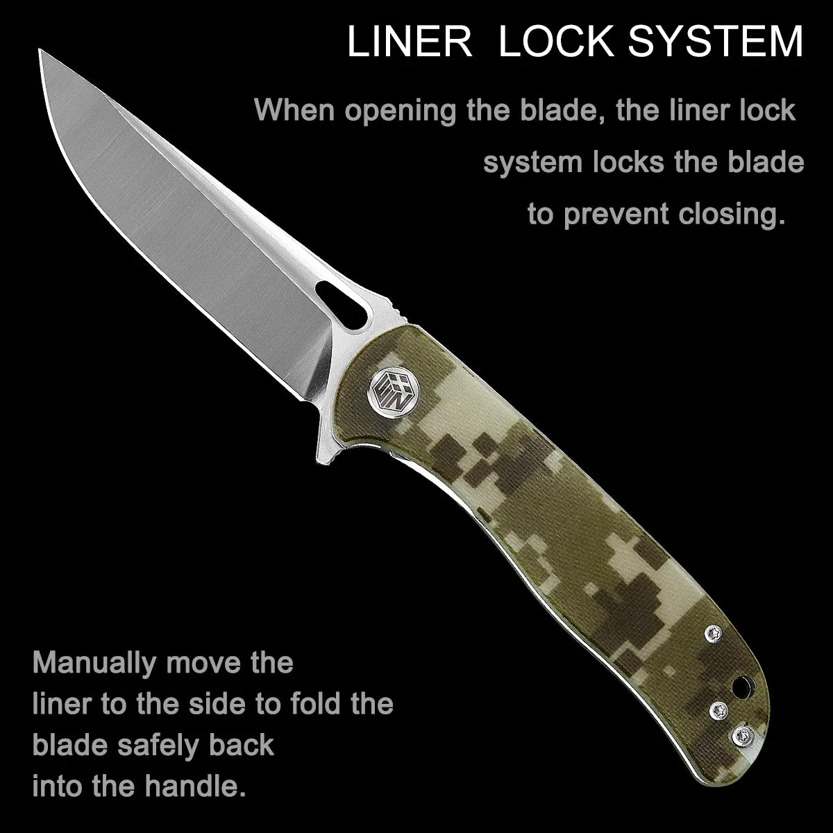 D2 Pocket Knife With G10 Handle And Liner Lock System
