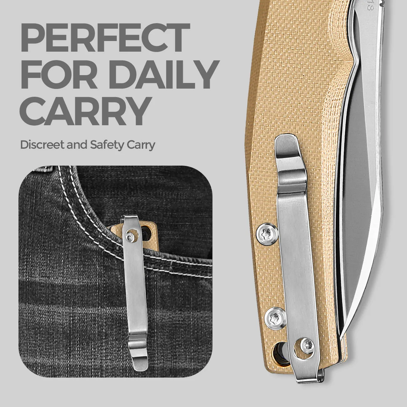D2 Pocket Knife With G10 Handle And Liner Lock System
