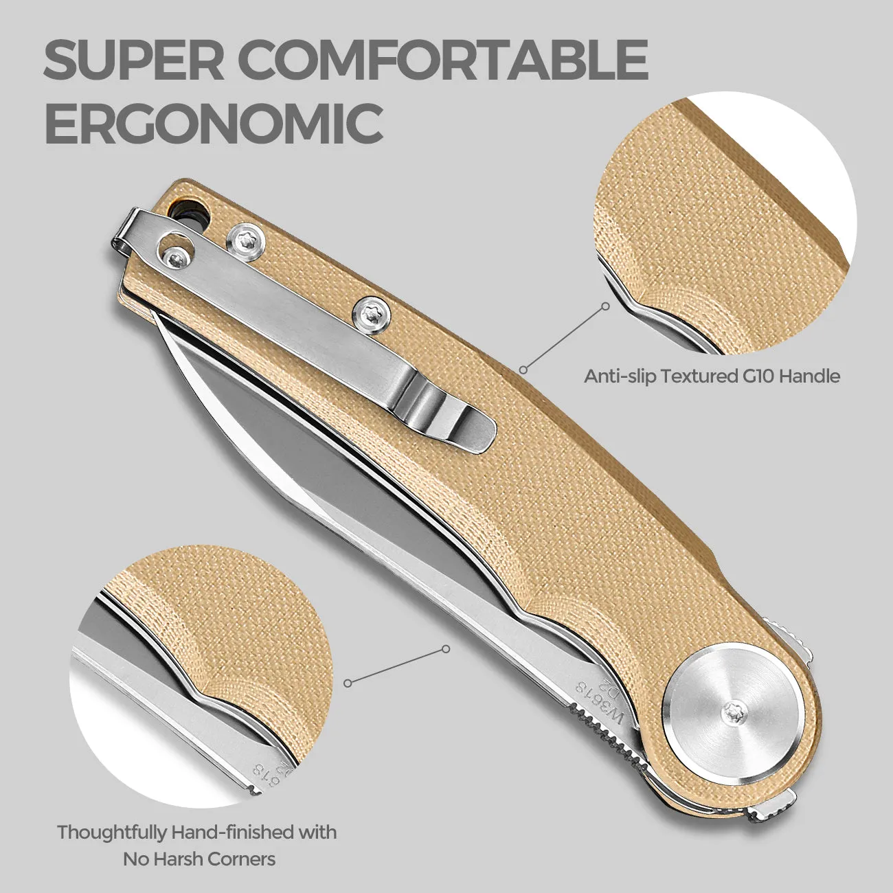 D2 Pocket Knife With G10 Handle And Liner Lock System