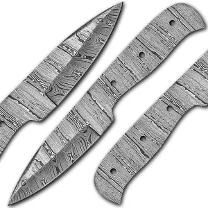Damascus Steel outdoor knife Blank, Tactical, Survival, Camping, DIY, Knife Making kit, Skinner knife Blank Blade