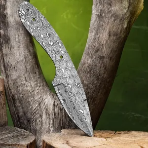 Damascus Steel RainDrop Hunting knife Blank, Tactical, Survival, Camping, Outdoor, DIY, Knife Making kit, Skinner knife Blank Blade