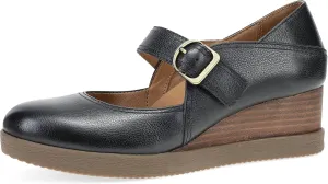 Dansko Sandy Wedge Mary Jane for Women - Durable Waterproof Leathers and Leather-Stacked Heel - Adjustable Hook & Loop Strap with Buckle Detail