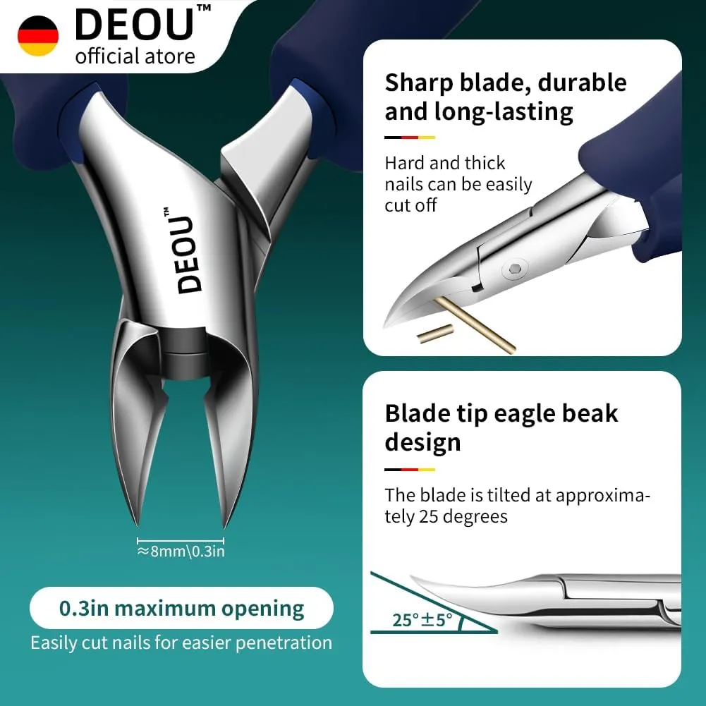 DEOU Professional Stainless Steel Podiatrist Nail Clippers, Heavy Duty Manicure Pliers for Thick Nails, Pedicure Toe Nail Clippers Tools for Men Women