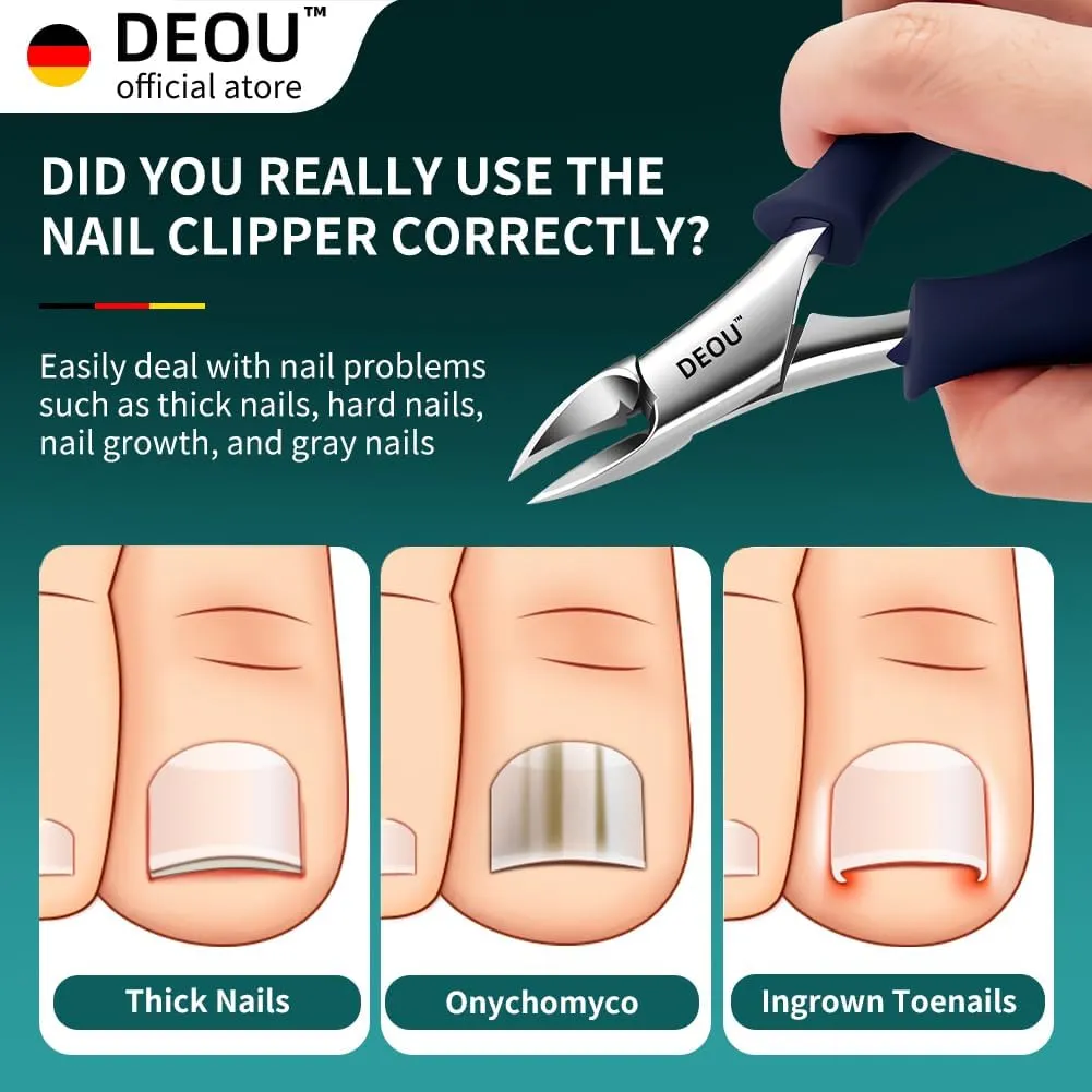 DEOU Professional Stainless Steel Podiatrist Nail Clippers, Heavy Duty Manicure Pliers for Thick Nails, Pedicure Toe Nail Clippers Tools for Men Women