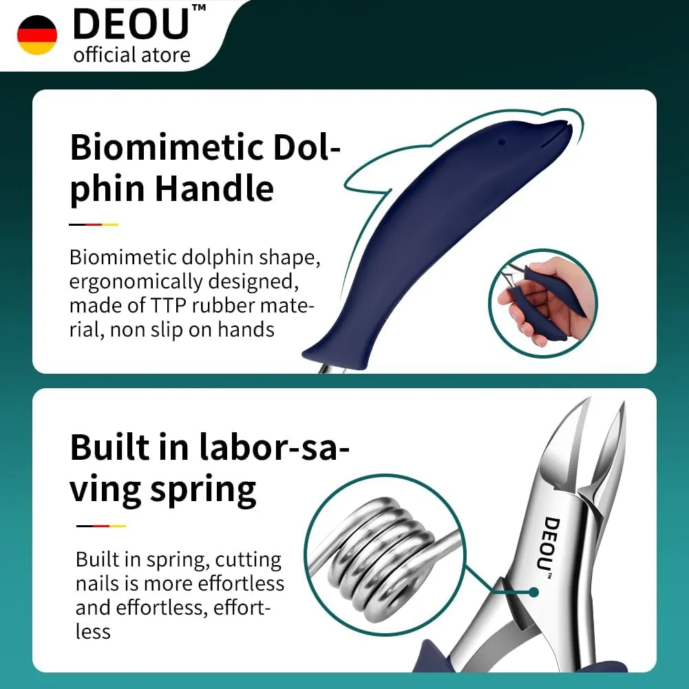 DEOU Professional Stainless Steel Podiatrist Nail Clippers, Heavy Duty Manicure Pliers for Thick Nails, Pedicure Toe Nail Clippers Tools for Men Women