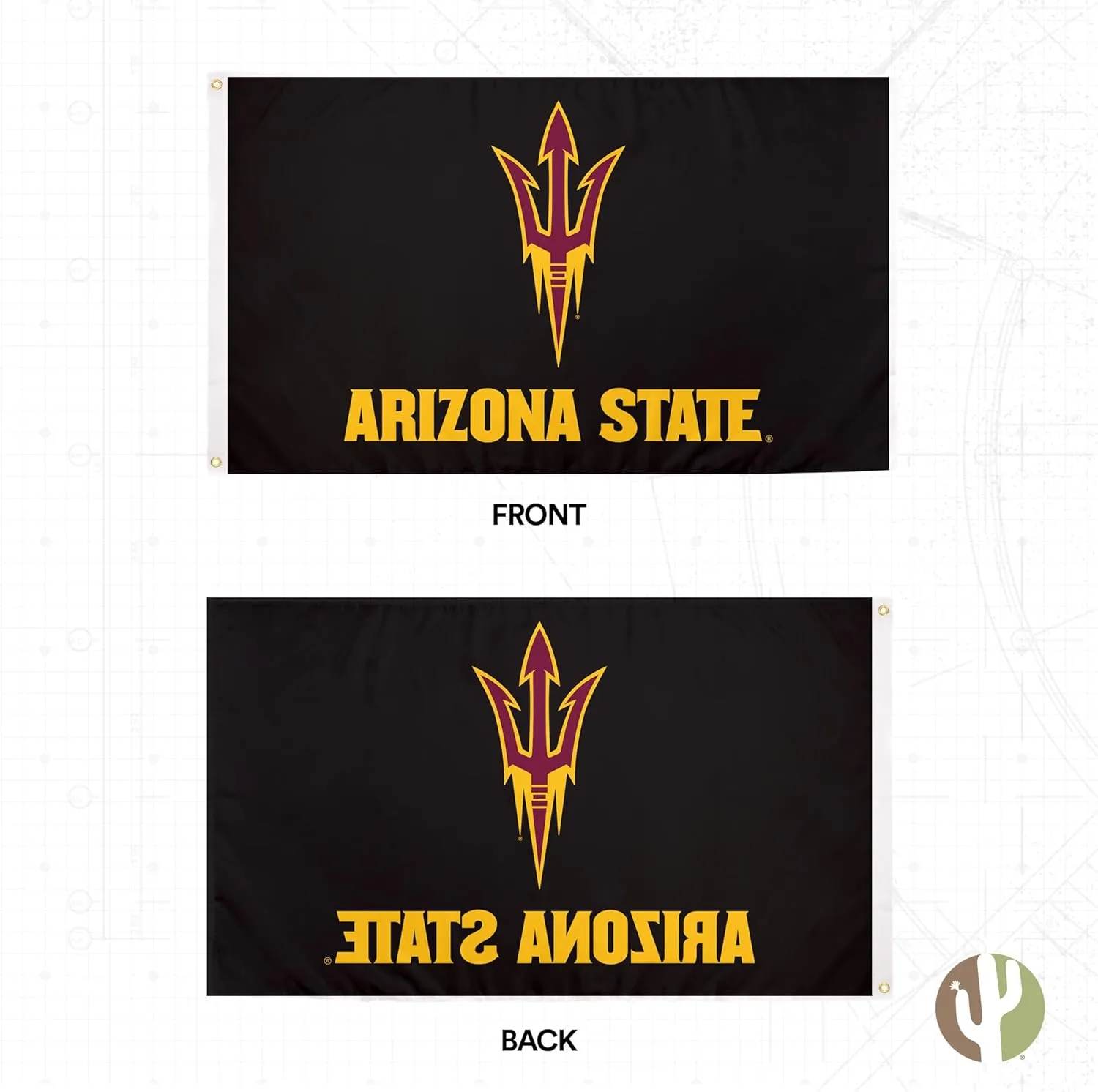 Desert Cactus Arizona State University ASU Flag - 3 x 5 Feet Devils Banner, Indoor/Outdoor Durable Fabric, 100% Polyester Design (Style Y)
