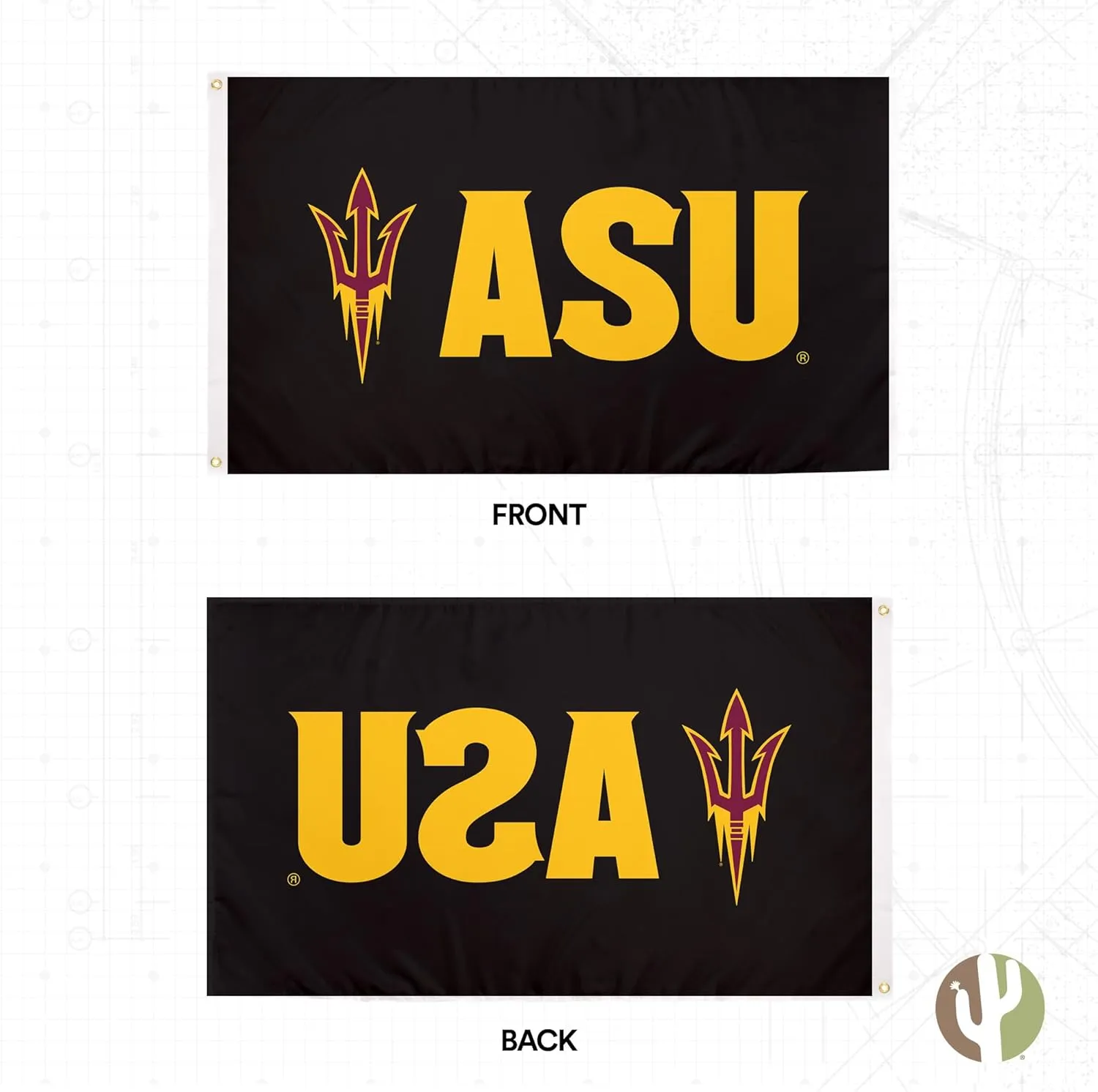 Desert Cactus Arizona State University ASU Flag - 3 x 5 Feet Devils Banner, Indoor/Outdoor Durable Fabric, 100% Polyester Design (Style Z)