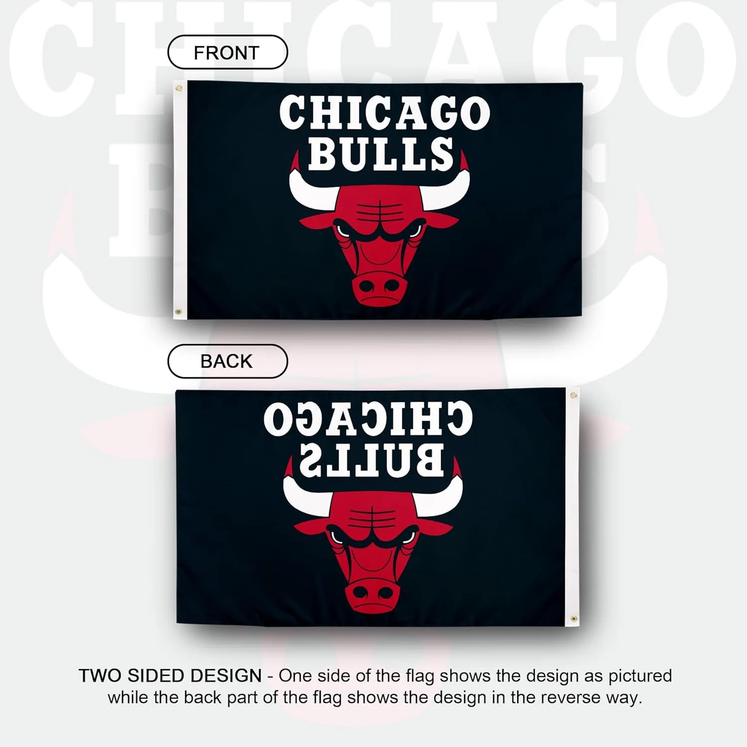 Desert Cactus Chicago Bulls CB Flag - 3 x 5 Feet Bulls Banner, Indoor/Outdoor Durable Fabric, 100% Polyester Design (Style J)