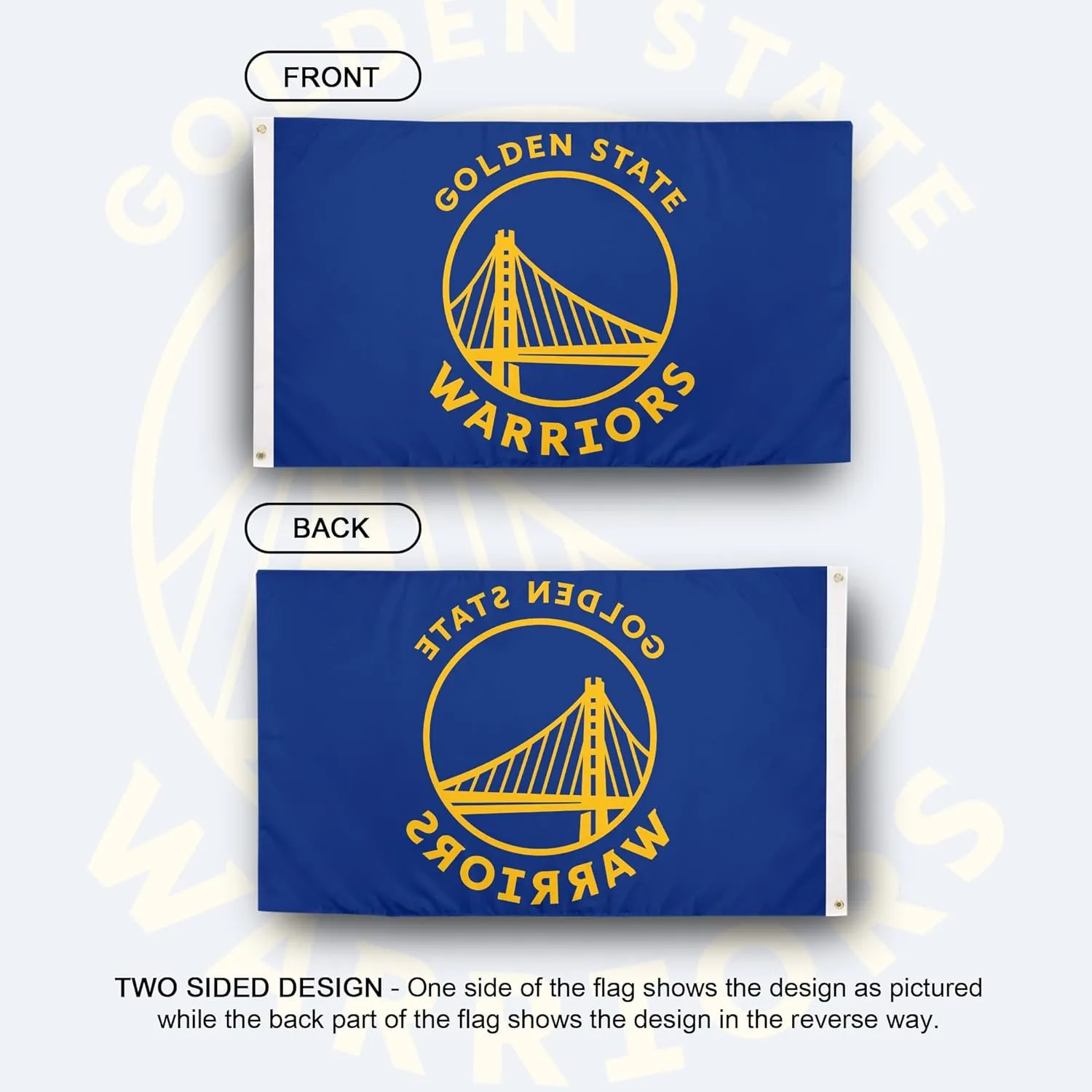Desert Cactus Golden State Warriors Flag NBA 100% Polyester Indoor Outdoor 3x5 feet National Basketball Association Team Flags (Flag #2)