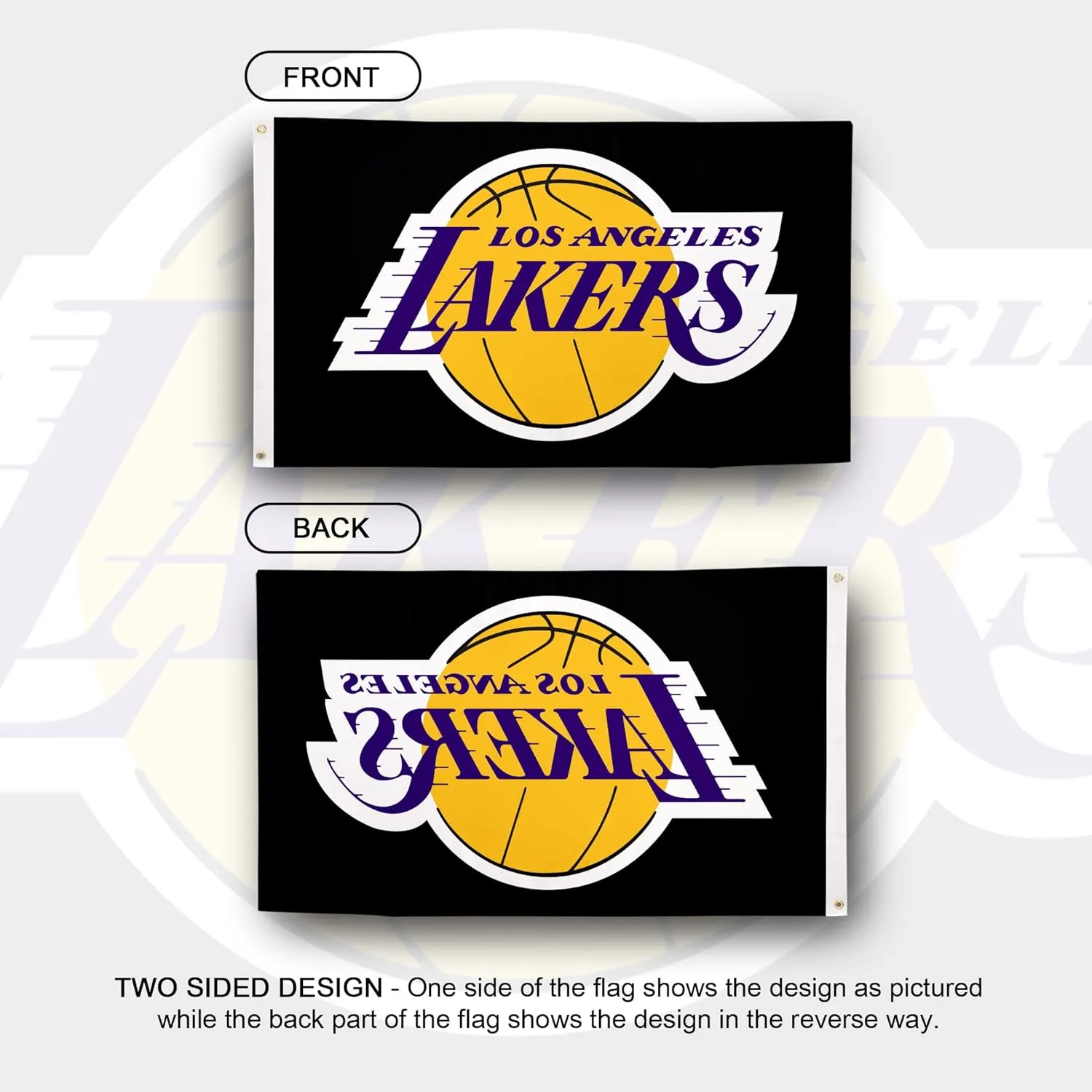 Desert Cactus Los Angeles Lakers Flag LA NBA National Basketball Association 100% Polyester Indoor Outdoor Banner 3x5 feet Basketball Team Merchandise (Flag L)