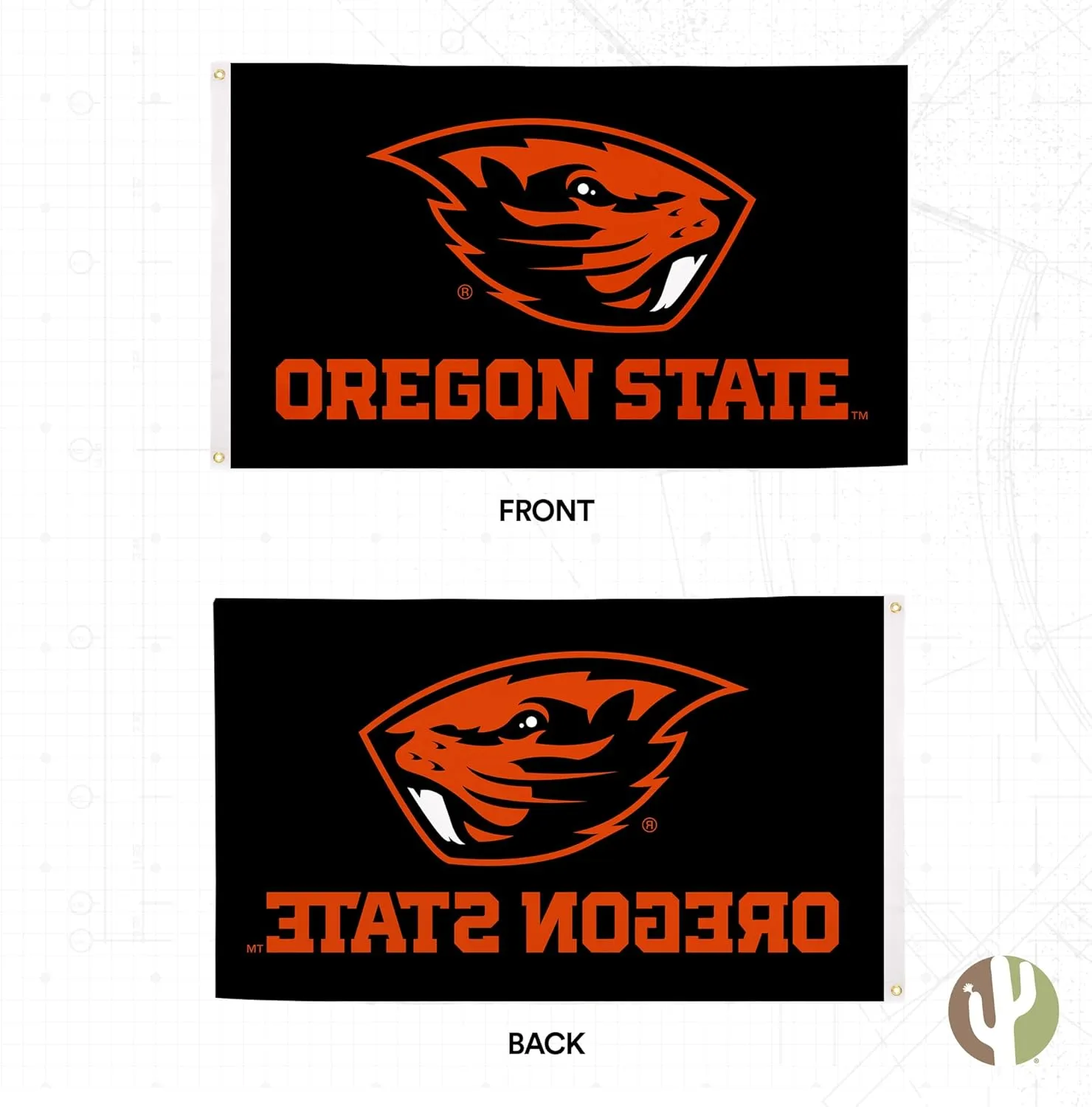 Desert Cactus Oregon State University OSU Flag - 3 x 5 Feet Beavers Banner, Indoor/Outdoor Durable Fabric, 100% Polyester Design (Style 3)