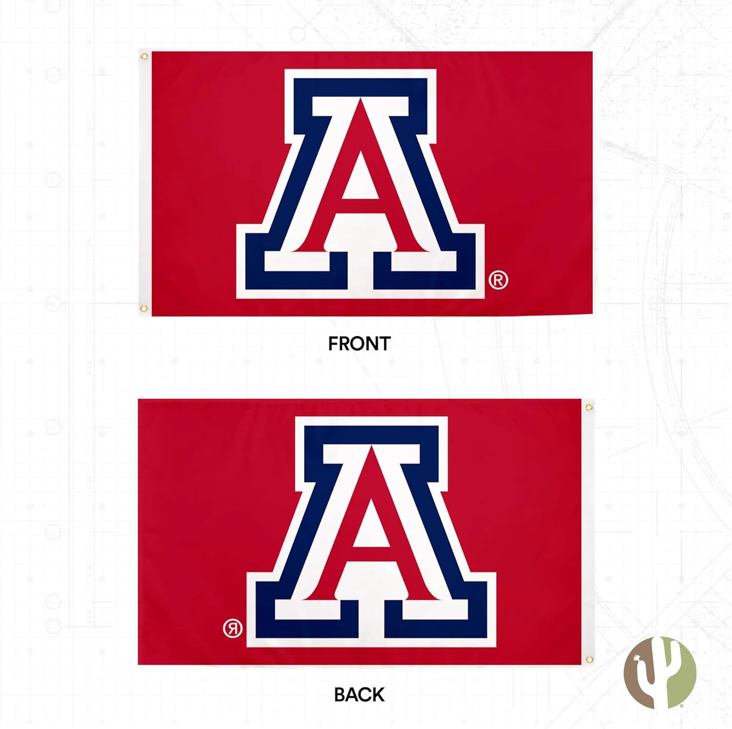 Desert Cactus University of Arizona Flag Wildcats UA Banners 100% Polyester Indoor Outdoor 3x5 feet Flags (Design J)