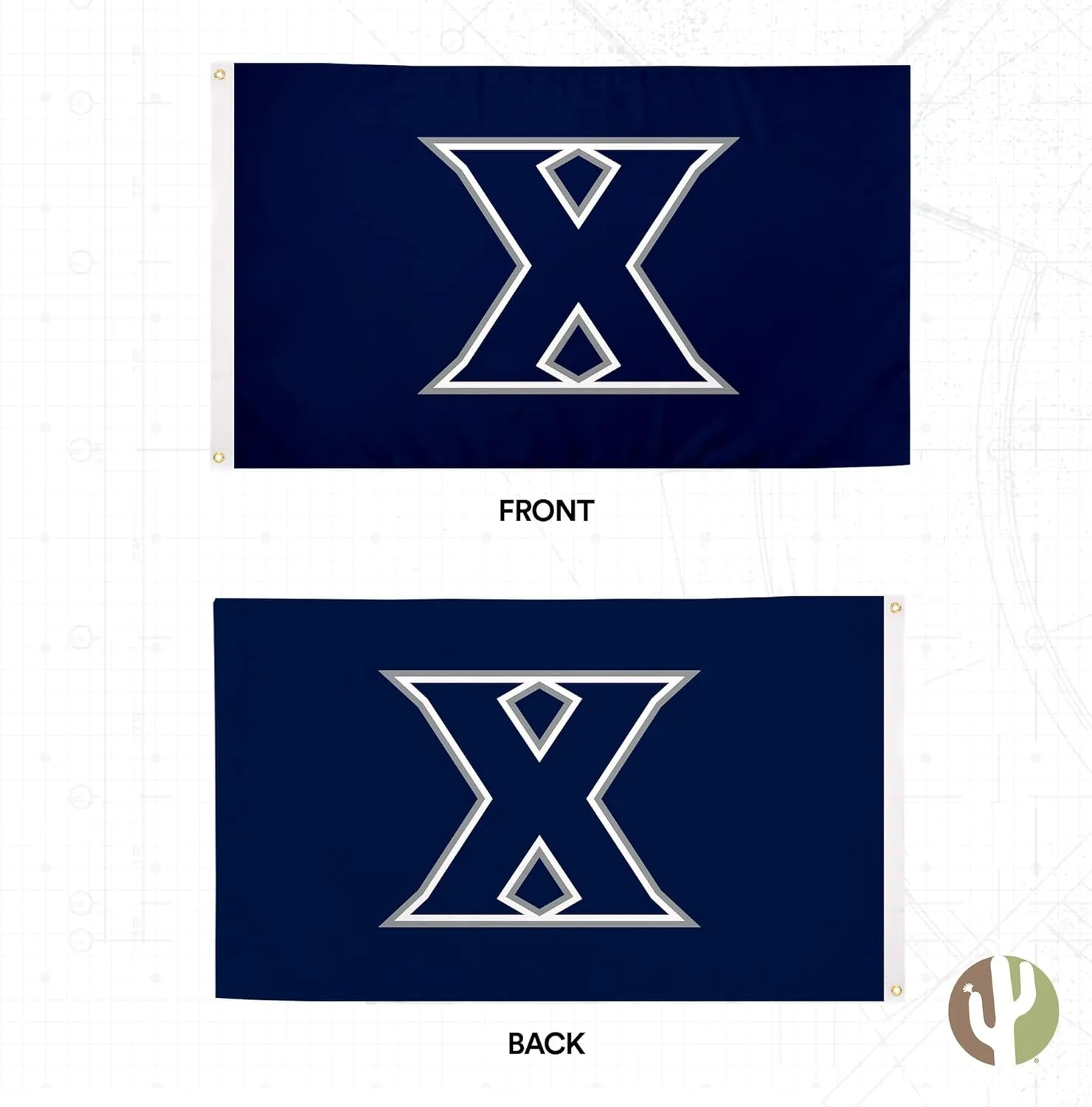 Desert Cactus Xavier University XU Flag - 3 x 5 Feet Musketeers Banner, Indoor/Outdoor Durable Fabric, 100% Polyester Design (Style 2)