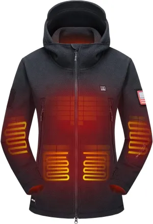 DEWBU Heated Jacket Polar Fleece with 12V Battery Pack Soft Fleece Electric Heating Hoodie for Women