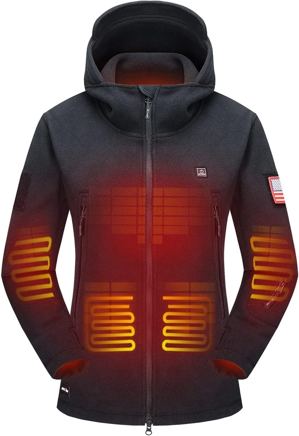 DEWBU Heated Jacket Polar Fleece with 12V Battery Pack Soft Fleece Electric Heating Hoodie for Women