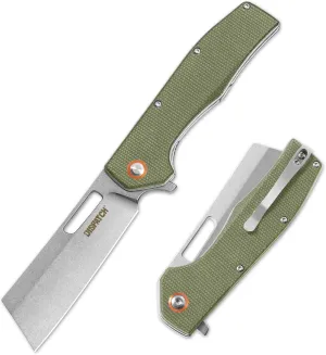Dispatch Pocket Folding Knife, 3.54" 8Cr14Mov Steel Cleaver Point Blade and Micarta Handle,Pocket Knives for Men Women Camping Hiking Survival Pocketknife