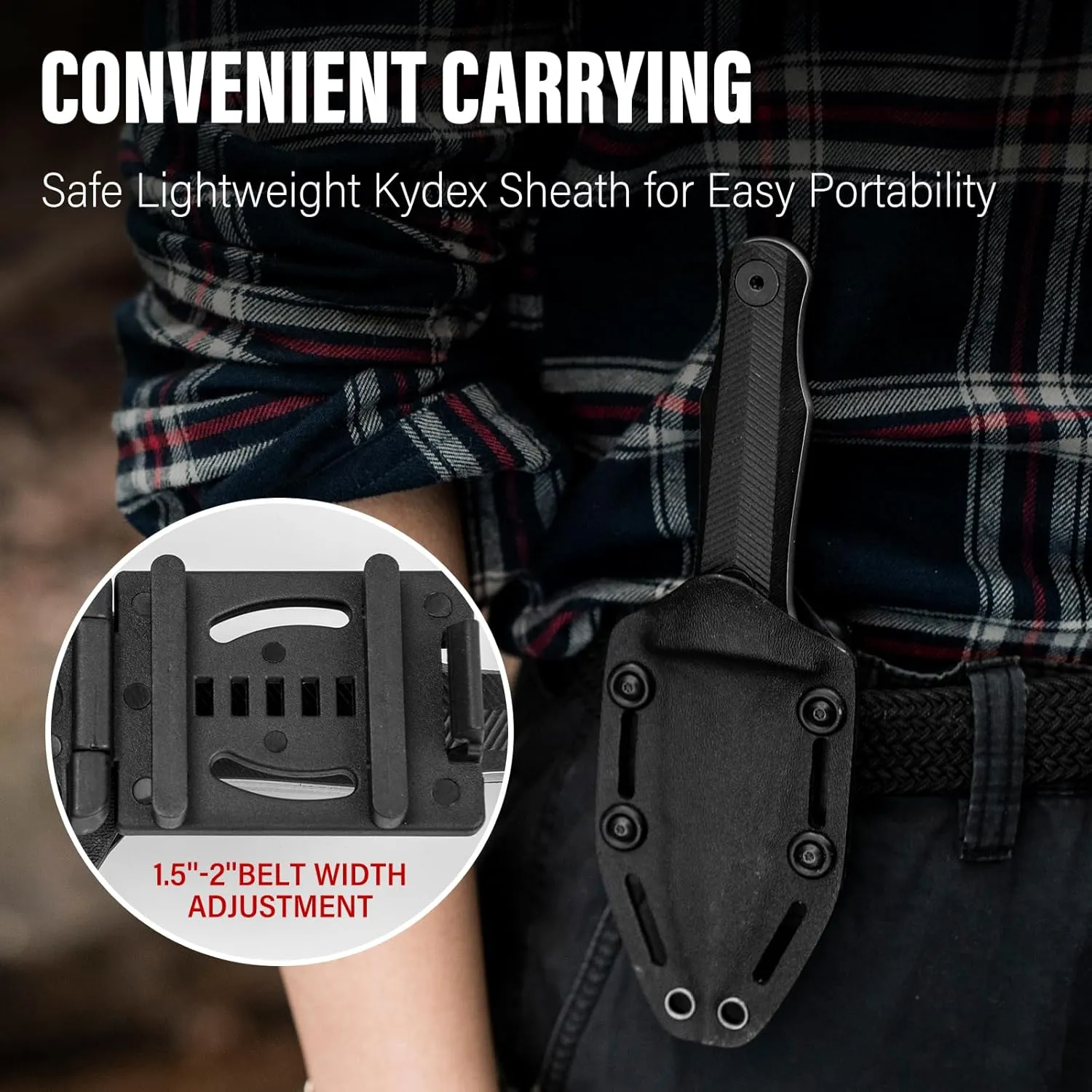 Dispatch Tactical Fixed Blade Knife, 3.89" 8Cr13Mov Steel Blade with Ergonomic G10 Handle, Full Tang Double Edge Survival Knives with Kydex Sheath Horizontal & Vertical for Outdoor Activities