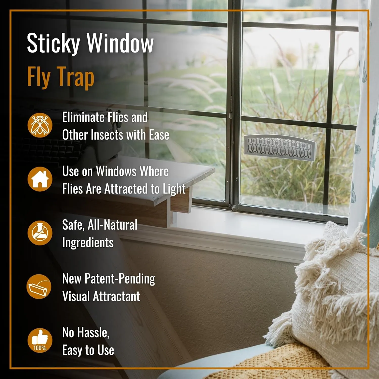 Dr. Killigan's The Fly Inn | Sticky Window Traps | Indoor Insect Trap | Catches and Hides Bugs | Better Than Fly Paper or Ribbon | Get Rid of Flies | (2 4, Gray)