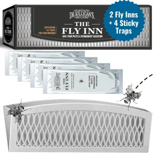 Dr. Killigan's The Fly Inn | Sticky Window Traps | Indoor Insect Trap | Catches and Hides Bugs | Better Than Fly Paper or Ribbon | Get Rid of Flies | (2 4, Gray)