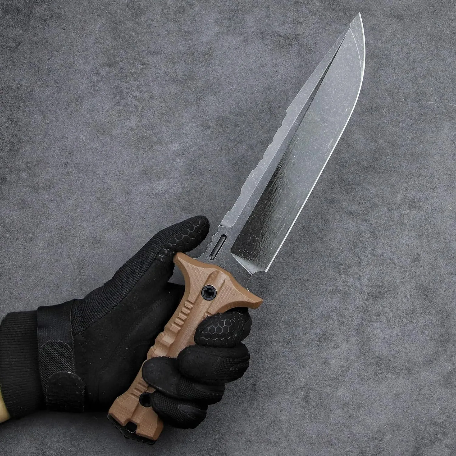 Dragon 12.8 Inch Sleipner Steel Full Tang Fixed Blade,Outdoor Camping Tactics Knife,Satin Polishing,G10 Handle with leggings Kydex Sheath (Brown handle black blade)