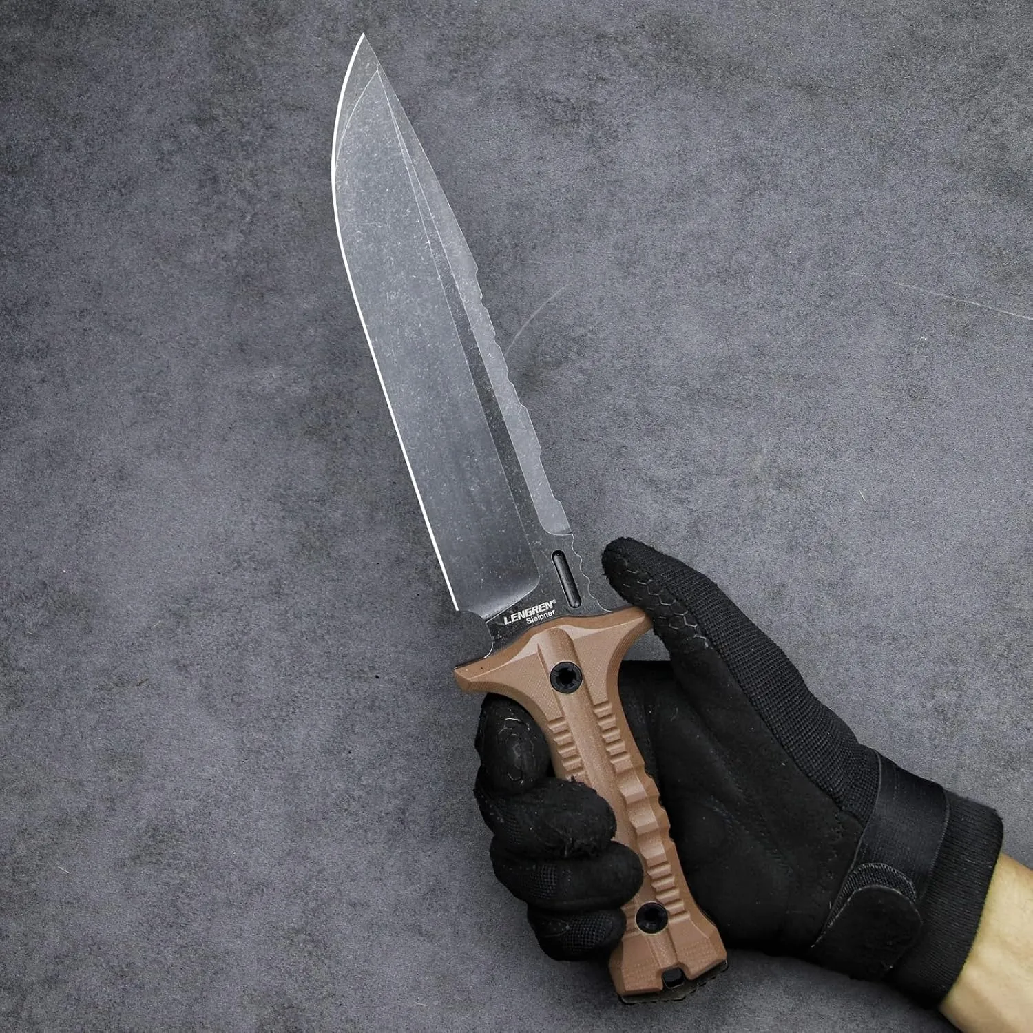 Dragon 12.8 Inch Sleipner Steel Full Tang Fixed Blade,Outdoor Camping Tactics Knife,Satin Polishing,G10 Handle with leggings Kydex Sheath (Brown handle black blade)