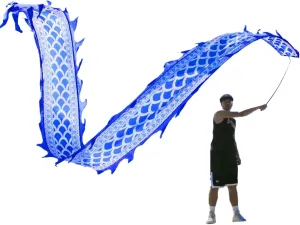 Dragon Dance Ribbon - Dragon Streamer 3D POI, Silk Rotating Ballerina with Fiberglass Poles, Colorful Ribbon for Practicing Fitness (8m/26ft)