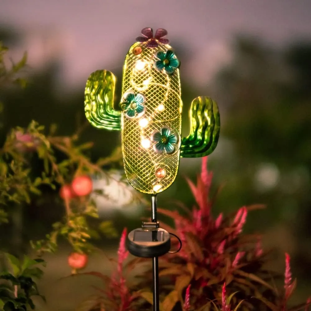 dreamysoul Solar Garden Lights, Outdoor Solar Cactus Lights Stake Waterproof for Garden Patio Yard Pathway Decoration