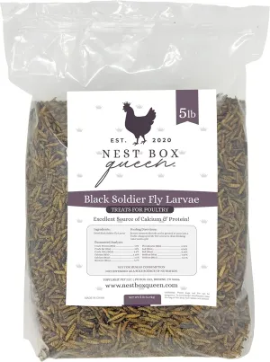 Dried Black Soldier Fly Larvae – 5 lb Bag – High-Protein Chicken Treats – Natural Calcium-Rich Insect Snack for Chickens, Ducks, Wild Birds, and Reptiles