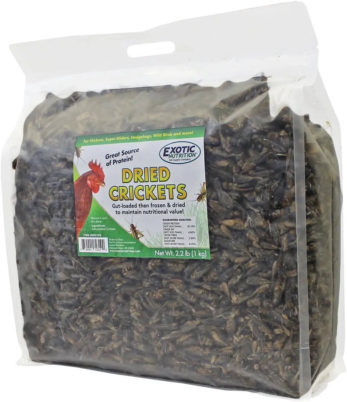 Dried Crickets (2.2 lb.) - High Protein Insect Treat - Chickens, Wild Birds, Hedgehogs, Bluebirds, Reptiles, Sugar Gliders, Opossums, Skunks, Lizards, Bearded Dragons, Fish, Amphibians, Turtles