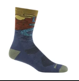 DT -Chasing Waterfalls Micro Crew Lightweight Hiking Sock -Denim -Large