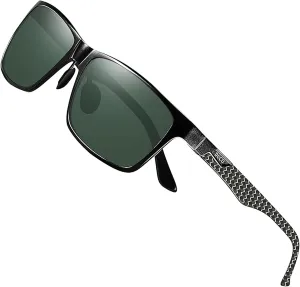 DUCO Mens Sunglasses Polarized Rectangle Sunglass for Men Lightweight Carbon Fiber UV400 Protection 8206