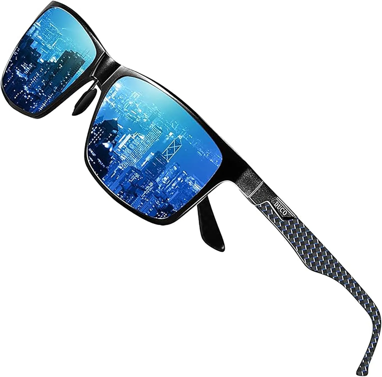 DUCO Mens Sunglasses Polarized Rectangle Sunglass for Men Lightweight Carbon Fiber UV400 Protection 8206