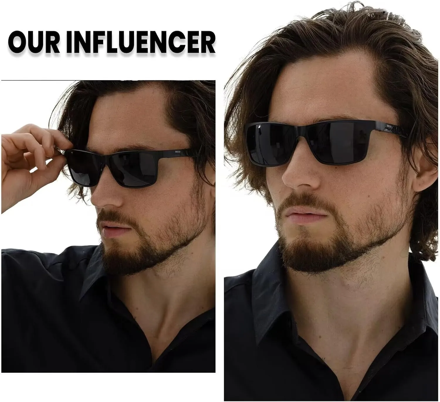 DUCO Mens Sunglasses Polarized Rectangle Sunglass for Men Lightweight Carbon Fiber UV400 Protection 8206
