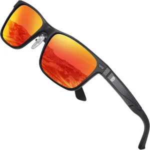 DUCO Polarized Sunglasses for Men Lightweight Carbon Fiber UV400 Protection Square Sun Glasses 8207
